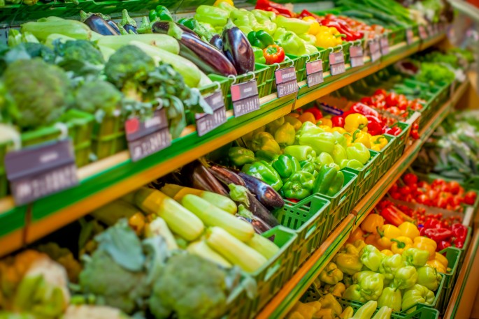 fresh produce at grocery store