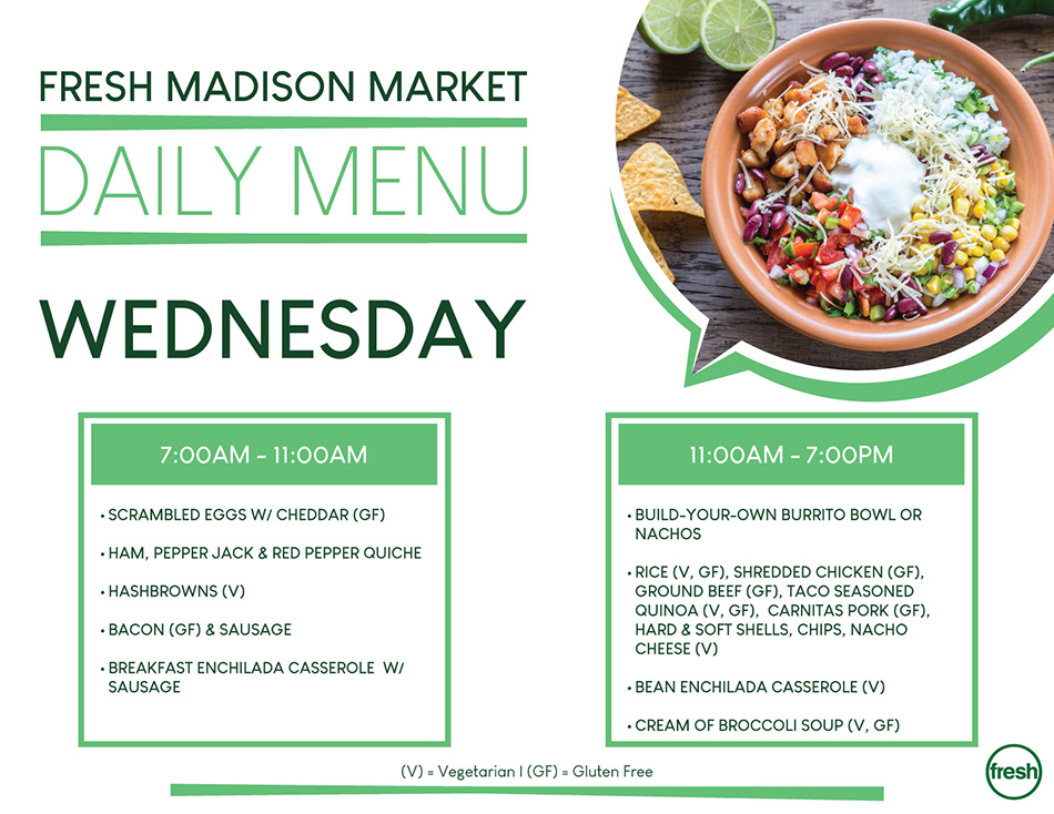 Fresh Madison Market Daily Menu Wednesday